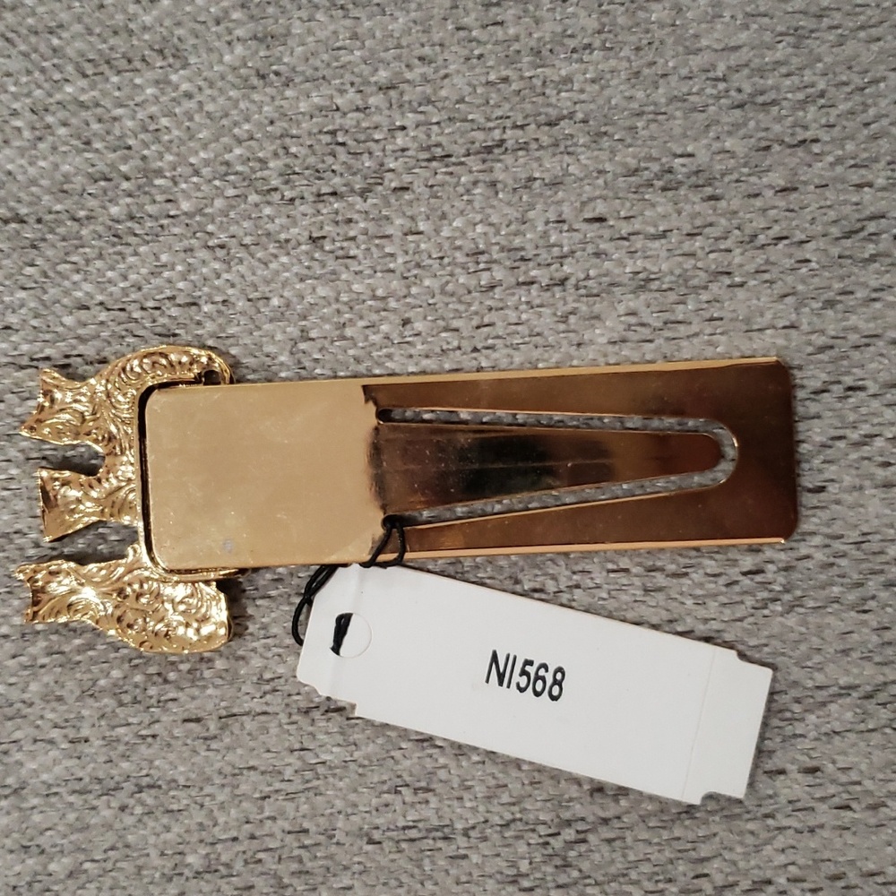 1928 Brand 4 Cats/Kittens Gold Tone Bookmark - Picture 4 of 4